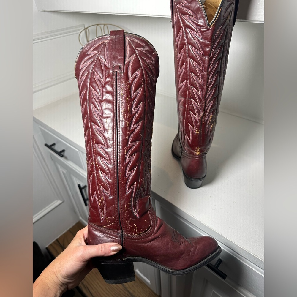 **SOLD**Durango Red Cowboy Boots Womens 6.5 Western Boots Burgundy Tall Leather - Picture 7 of 9